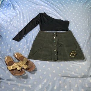 Green button up skirt